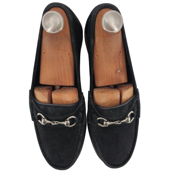 Vintage Bragano Cole Haan Italy Men 8.5W Black Suede Horsebit Loafers Dress Shoe - Picture 10 of 11